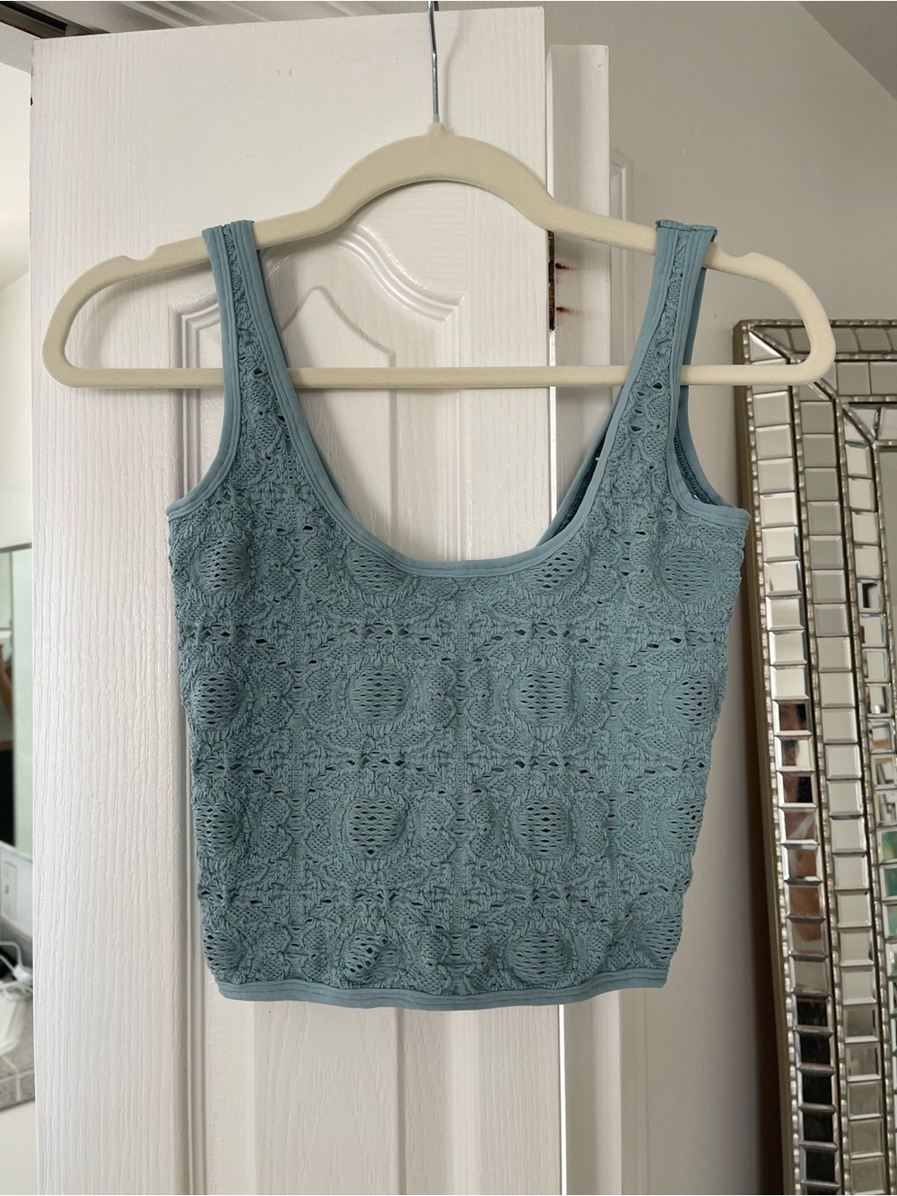 Free People Teal Lace Tank Top - Athleisure Crop Top